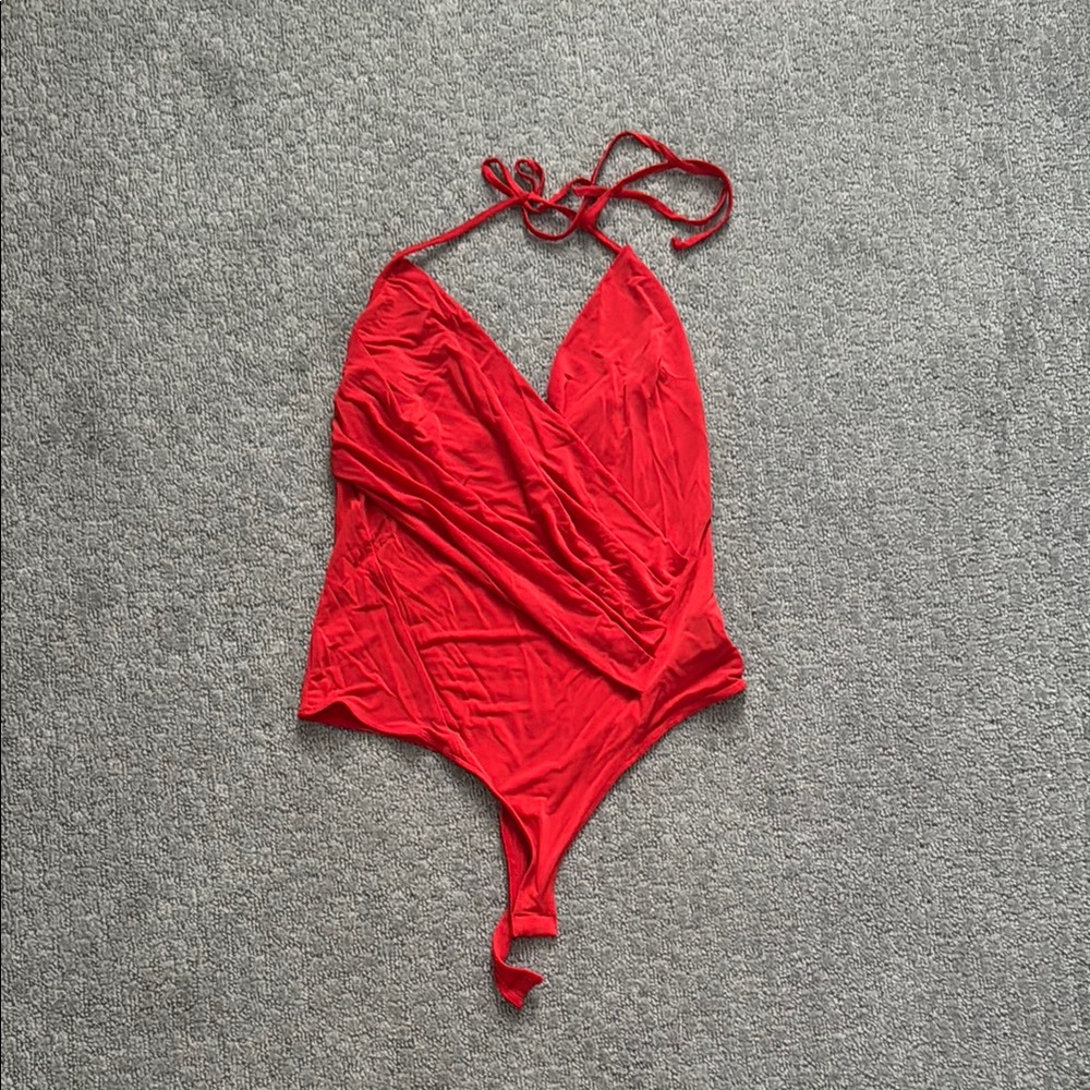 Red One Piece Tank Top Bodysuit